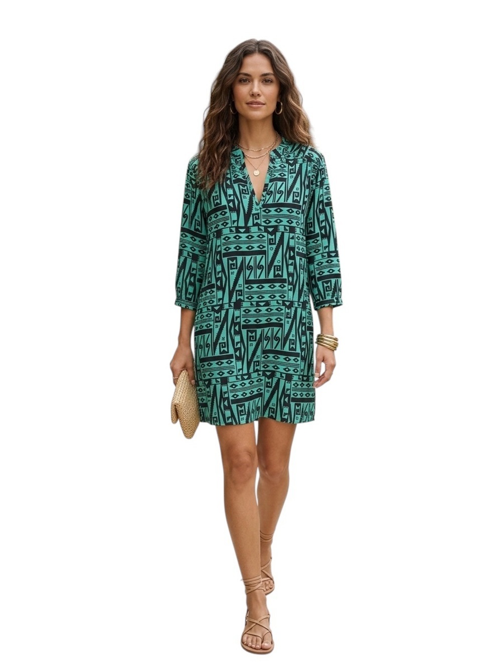 Amanda Uprichard 100% Silk Geometric Print Tunic Dress Size S